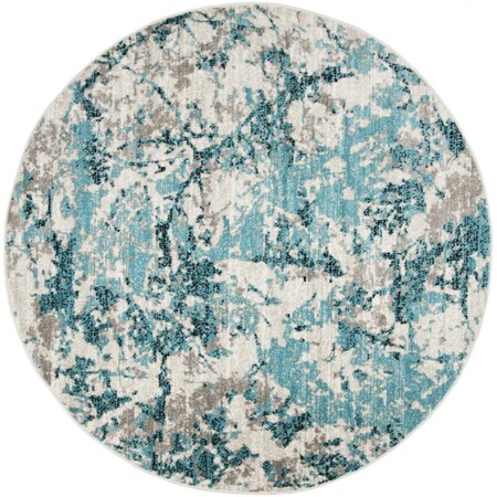 Flowers First 10 x 10 ft. Skyler Contemporary Round Rug; Blue & Ivory FL1887911